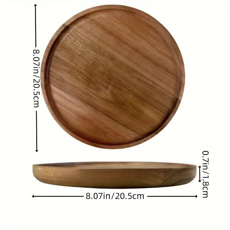 Japanese solid wood fruit plate factory wholesale wooden tray multi-size high-value snack - round shape l / 6 inches