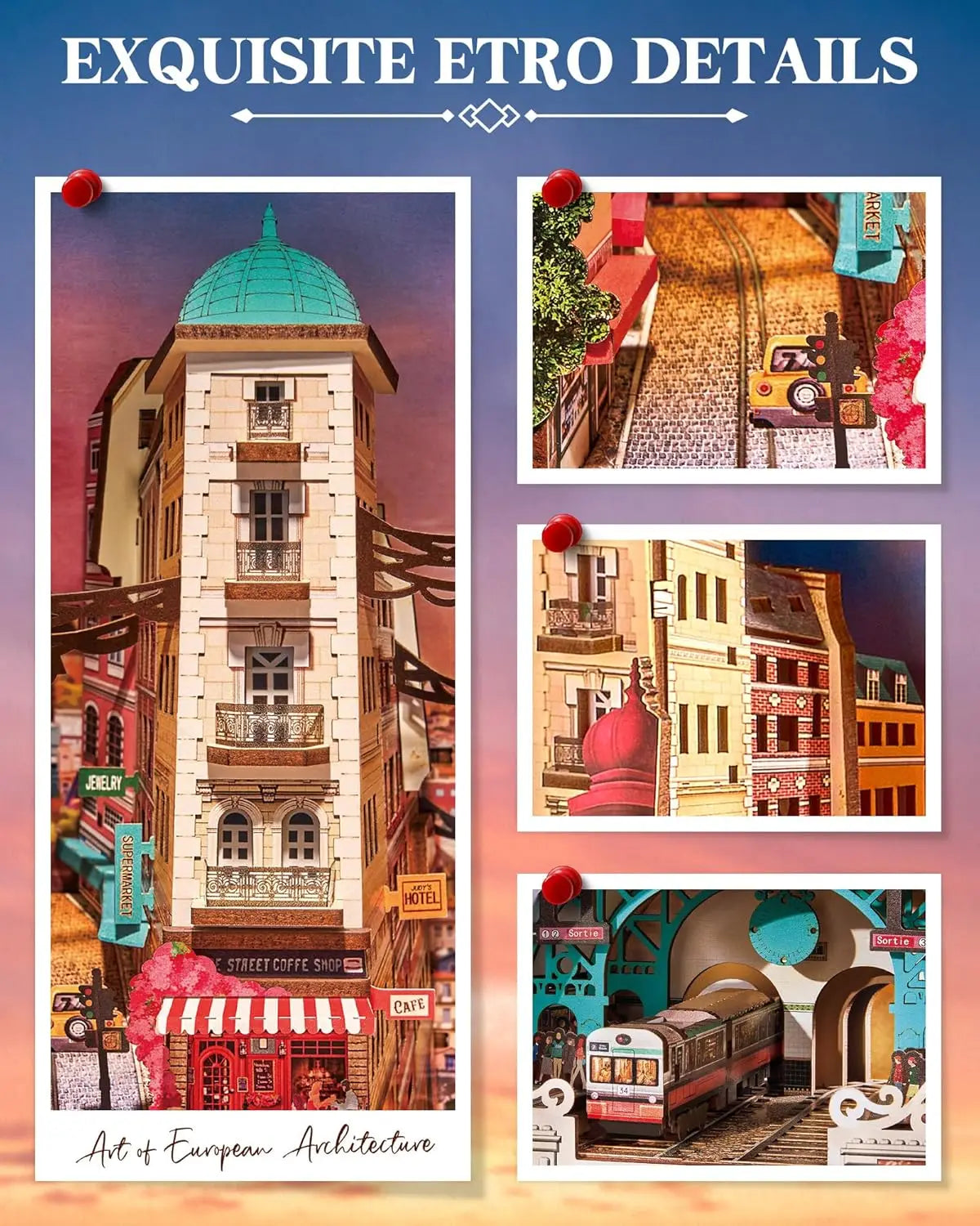 Robotime diy miniature house book nook kits street scene booknook with lights diorama model building kit decor gift