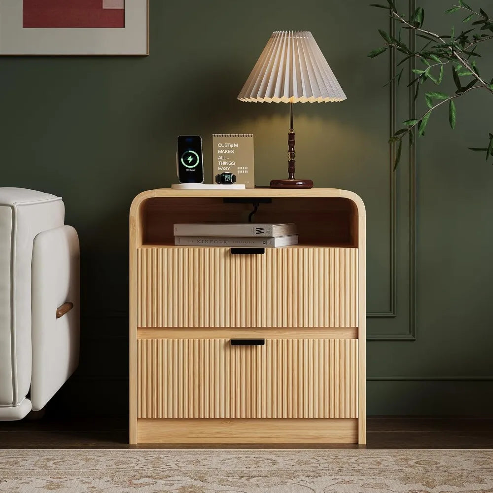 fluted-nightstand-with-charging-station-wooden-end-table-with-2-drawers-storage-curved-profile-design-modern-bedside-cabinet