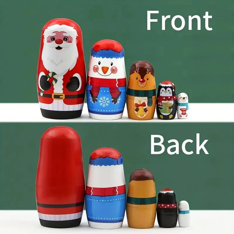 Christmas nesting dolls wooden matryoshka russian handmade toy gift home decor storage favorite fine - as shown