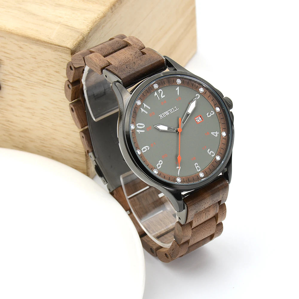 Alloy wooden watches for men slim analog quartz minimalist wrist watch - 198a