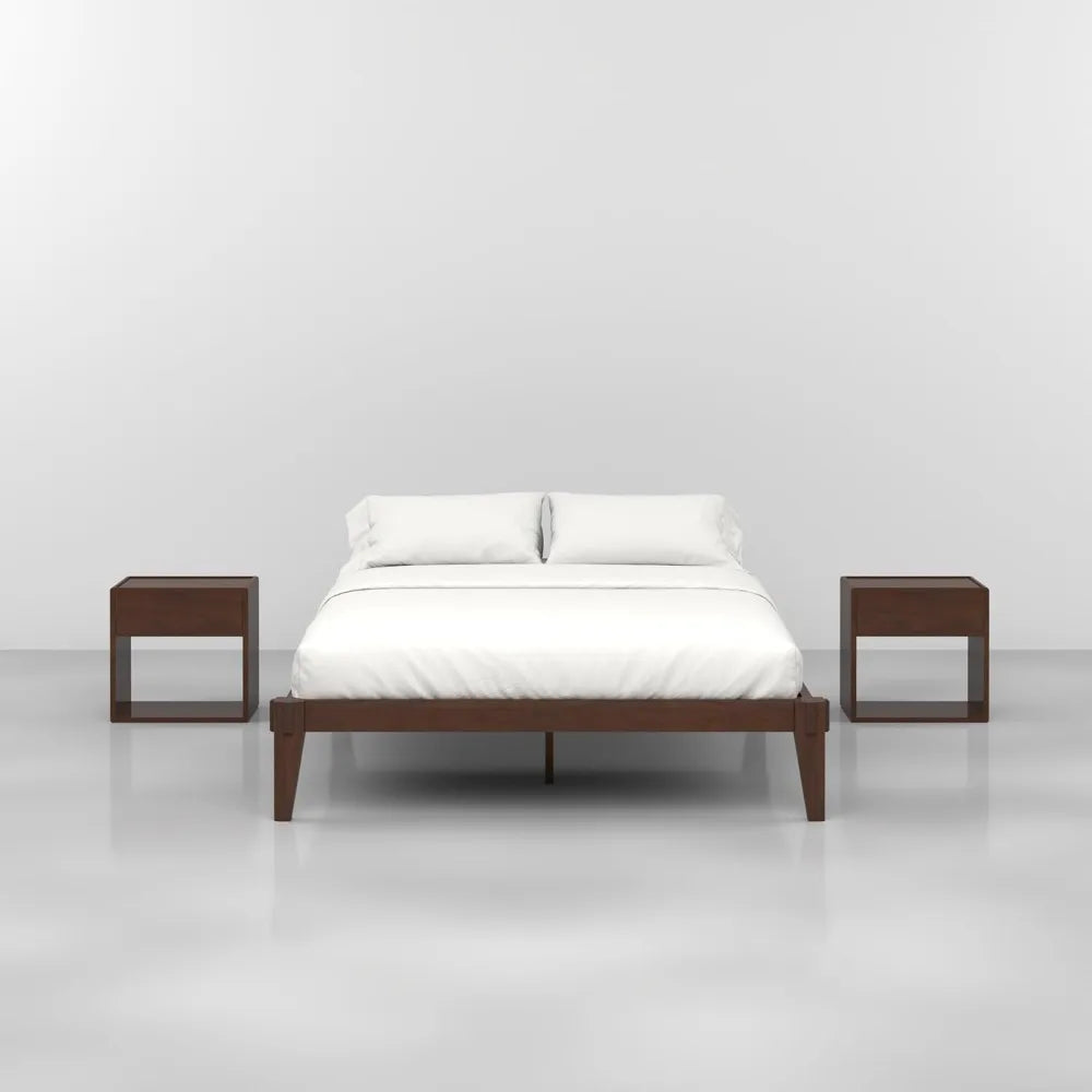 Bme chalipa 14” queen bed frame - solid wood platform - japanese joinery - slat support - no box spring neede