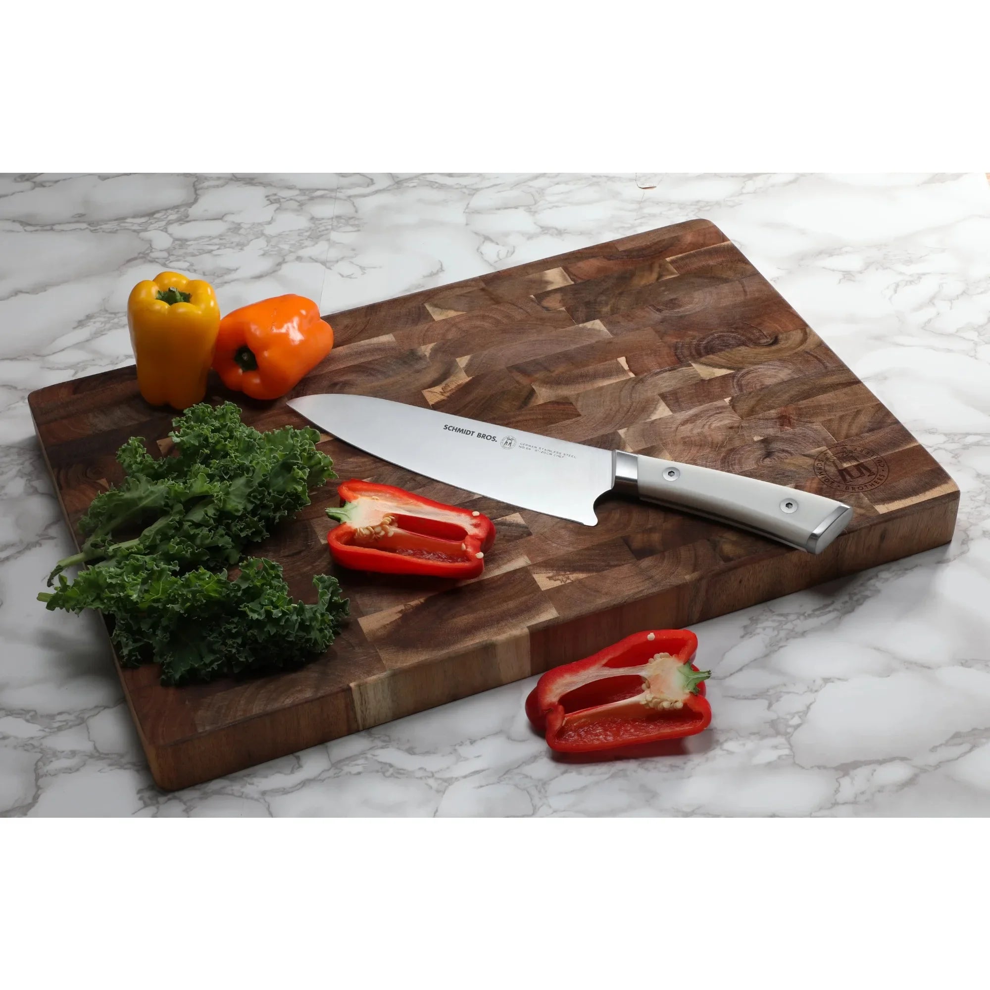 18 inch acacia end-grain cutting board reversible butcher block with juice groove for kitchen & professional