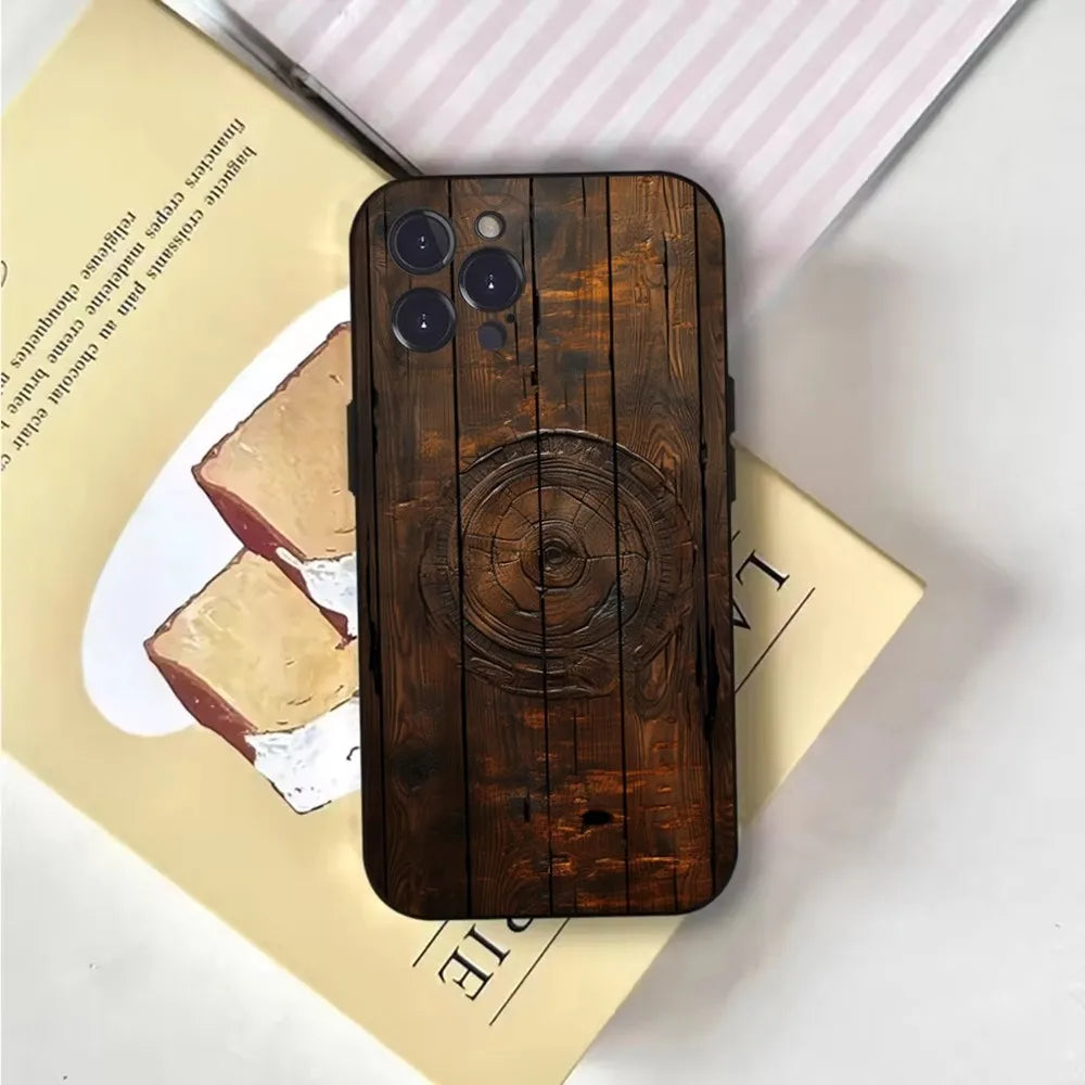 Natural wood phone case for iphone 16,15,14,13,12,11,pro,x,xs,max,xr,plus,mini soft black cover - z5 / iphone14promax
