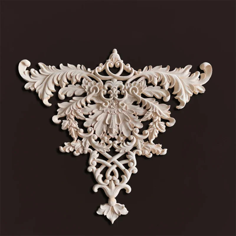 Europe wood appliques molding decals for furniture home decor carving onlays flower background wall decoration