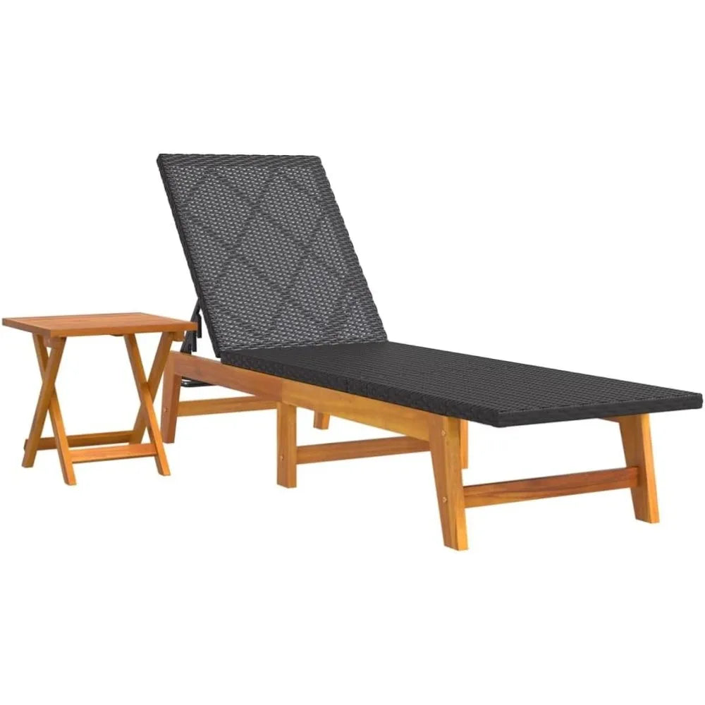 Sun lounger with table tanning chair backyard furniture patio daybed sofa pool suitable for beach lawn poolside garden