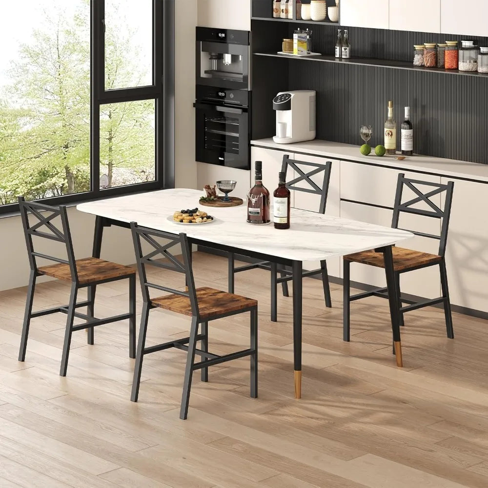 Dining chair set of 2 rustic wooden kitchen chairs with backrest farmhouse for industrial style w