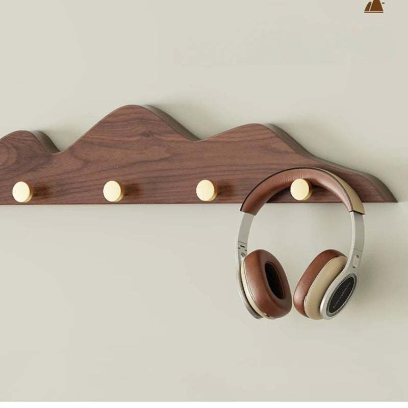 Creative long row solid wood hooks hill shape coat clothes sundries wall hanging rack wardrobe storage bedroom hangers