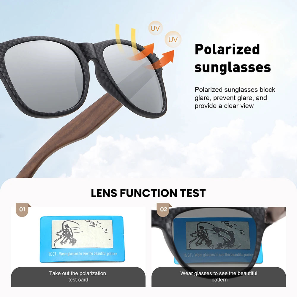 Gm natural wooden sunglasses men’s polarized fashion walnut sunglasses carbon fiber 8010