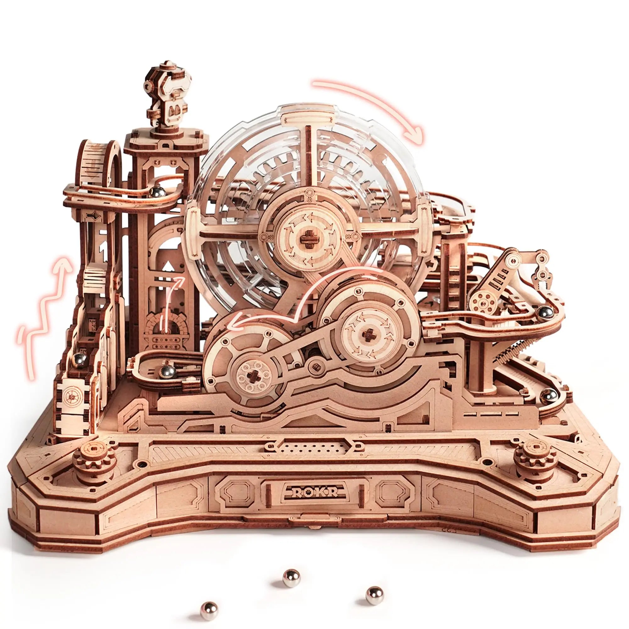 Robotime rokr gearball challenge 3d wooden puzzle rotating gear brain teaser stem educational engineering toy for teens