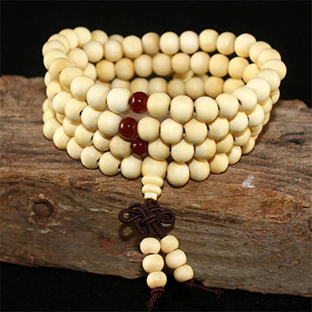 Natural sandalwood bracelet men buddhist buddha meditation bead for women prayer 108 beads rosary hanging decoration
