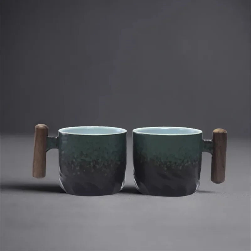 Creative handmade exquisite coffee cup vintage with wooden handle mug cups mugs drinkware kitchen dining bar home