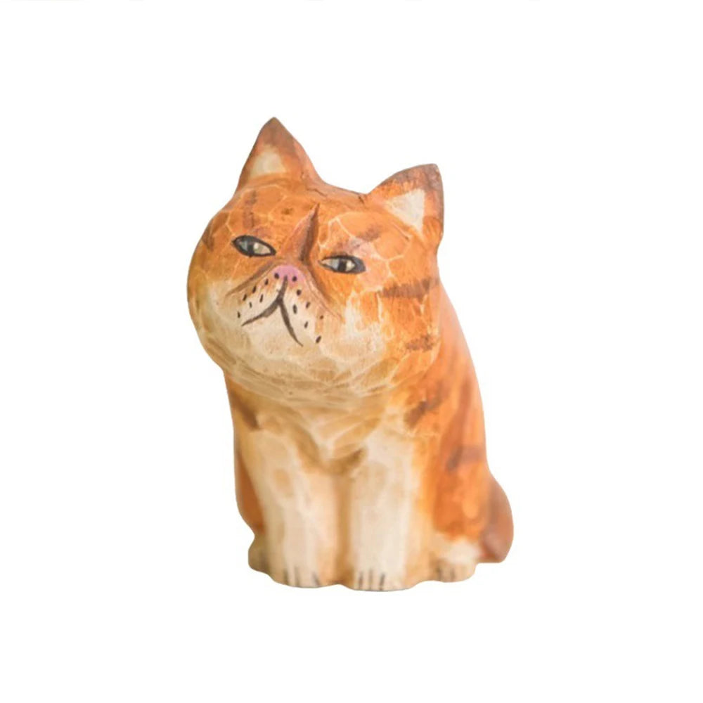 Handcrafted wood carving home decorations decoraciones para el hogar desk accessories room decor handmade vintage cat