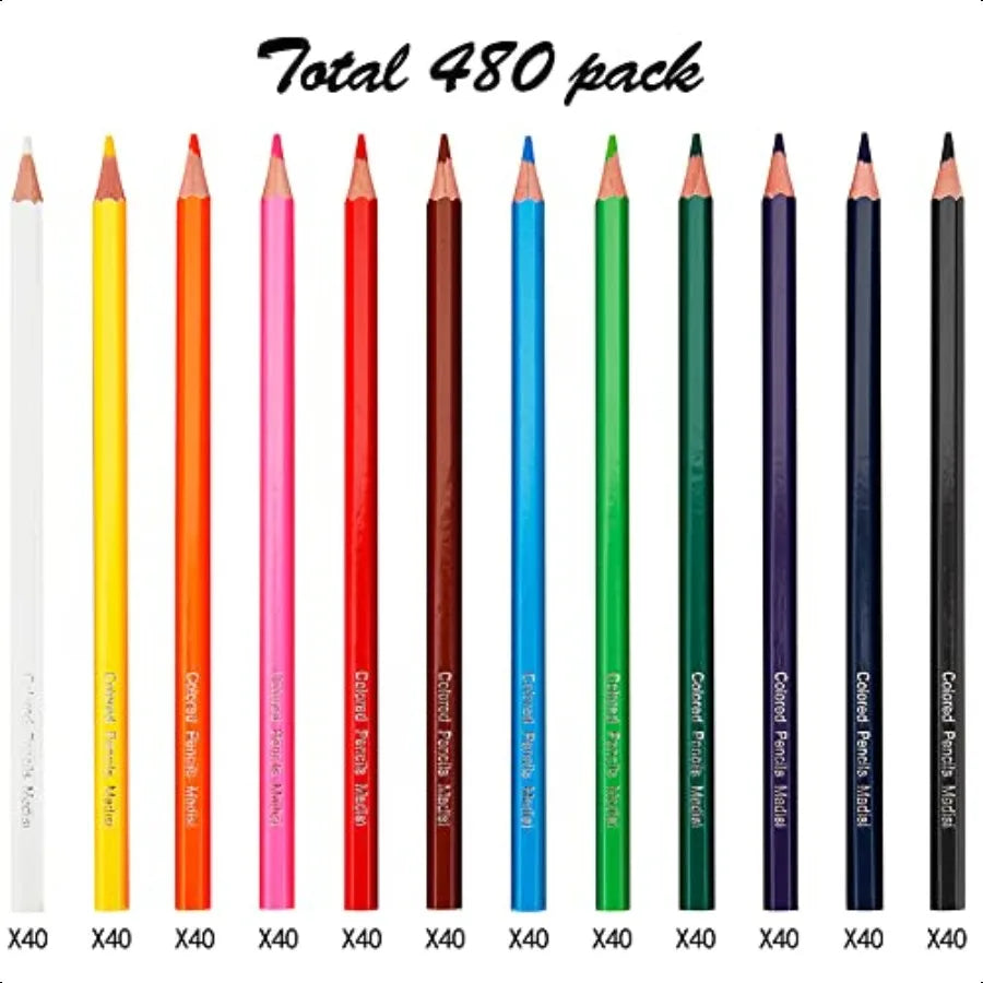 Colored pencils bulk presharpened 12 assorted colors 480 pack - united states - color pencil