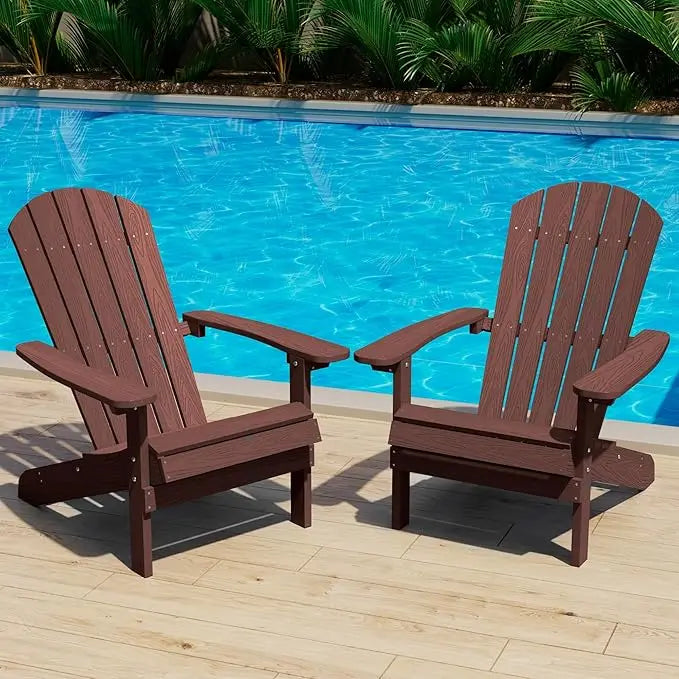 Adirondack chairs set of 2: plastic - patio with wood texture - outdoor chair hips - lawn fire pit - coffee / united