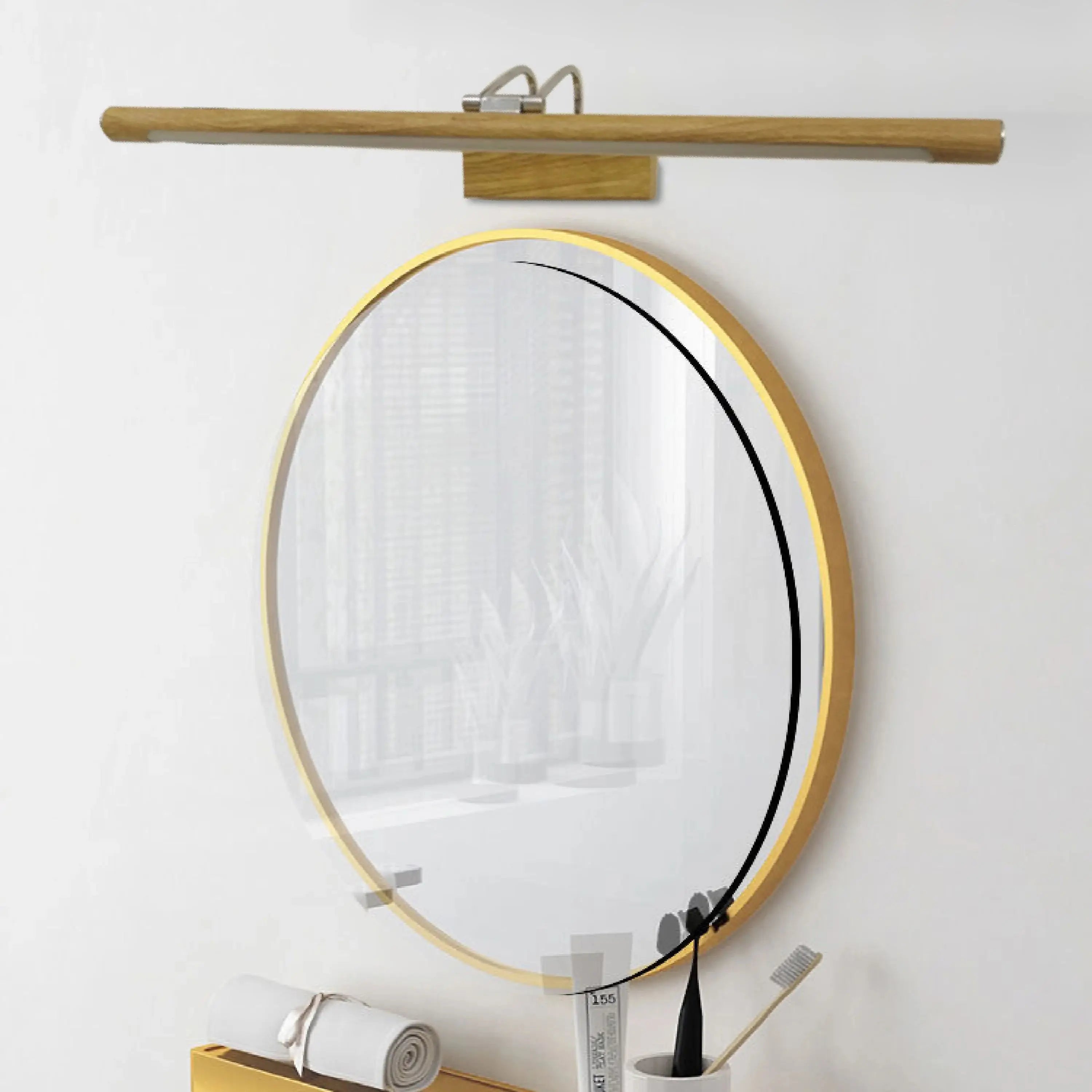 Nordic led mirror front light walnut 44/57cm rotatable lighting bathroom bedroom vanity indoor home decor wooden sconces