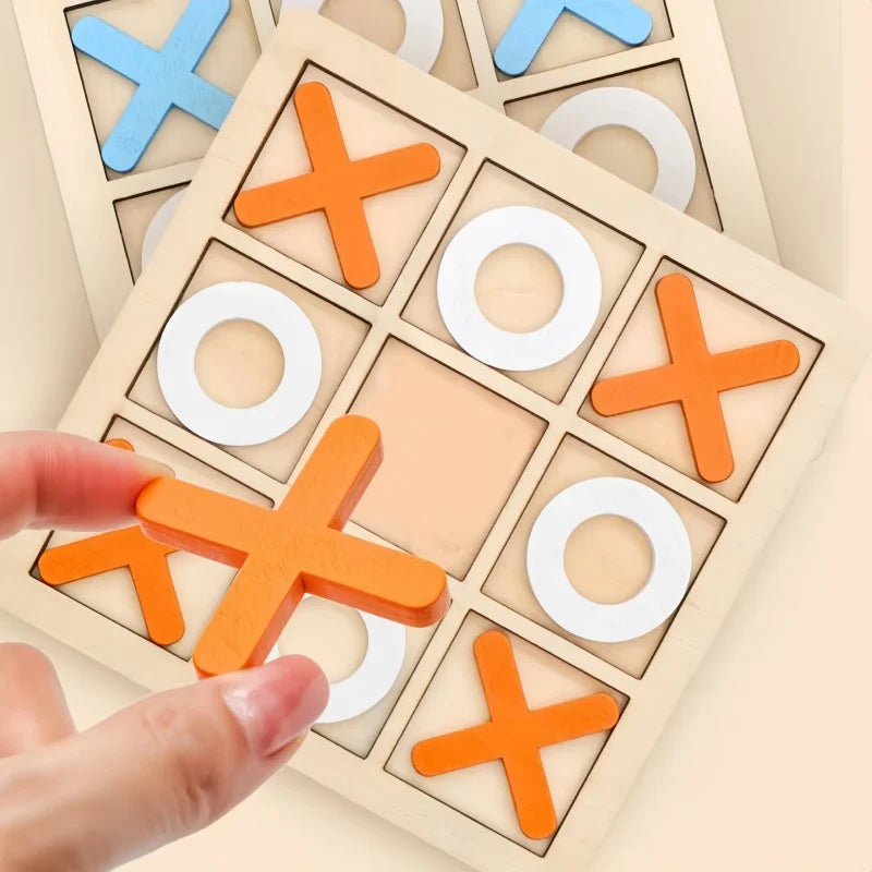 Xo tic tac toe wooden board game table toy parent-child interactive fun children puzzle toys for birthday party