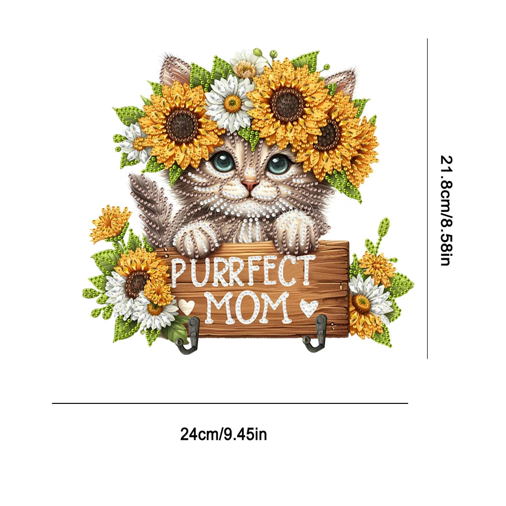 Wooden special shape dog diamond art hanging hooks craft wall rhinestone painting coat hook diy crafts decor - united