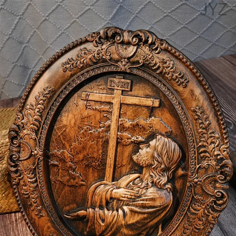 High quality solid wood carving jesus hill garden prayer religious statue home decoration - (christian)