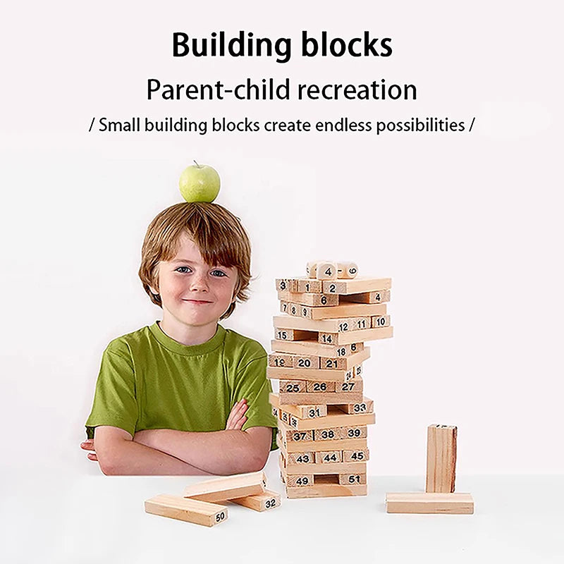 Solid wood puzzle stacked high stack tower drawing block children’s parent-child interactive board game - stacking