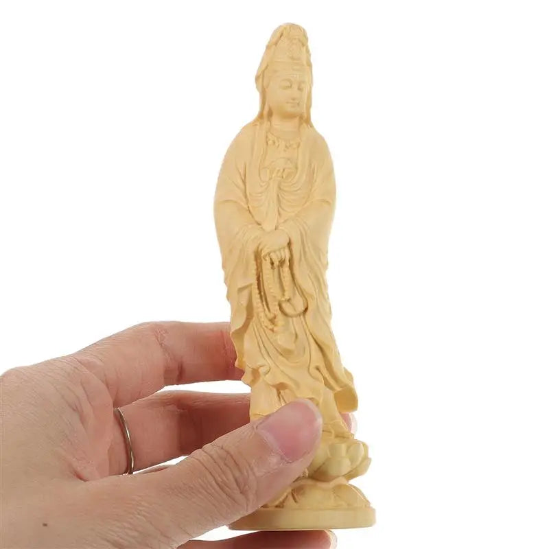 Wooden statue buddha sculpture home decor desktop nament office adornment statues craft garden accessories religious