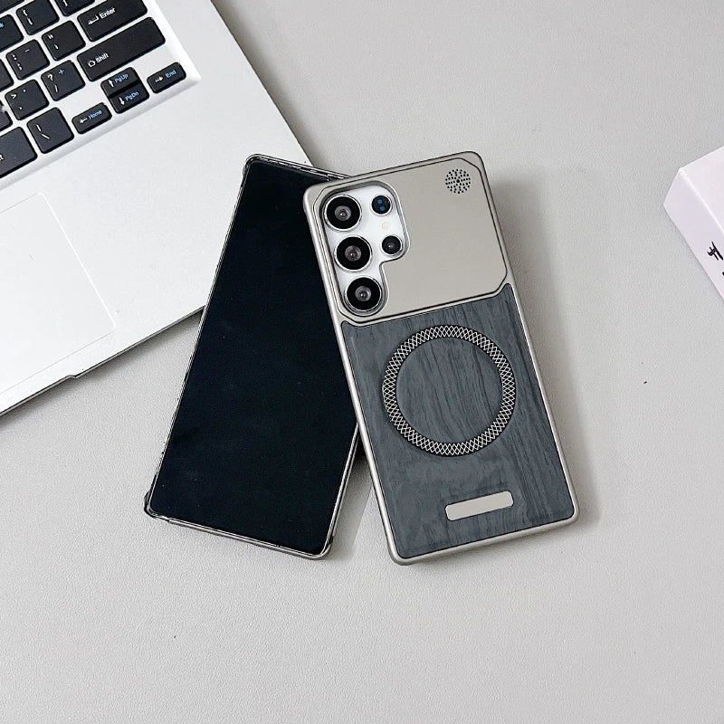 For magsafe magnetic luxury solid color wood grain not bordered aromatherapy phone case samsung s25 ultra s23 s24