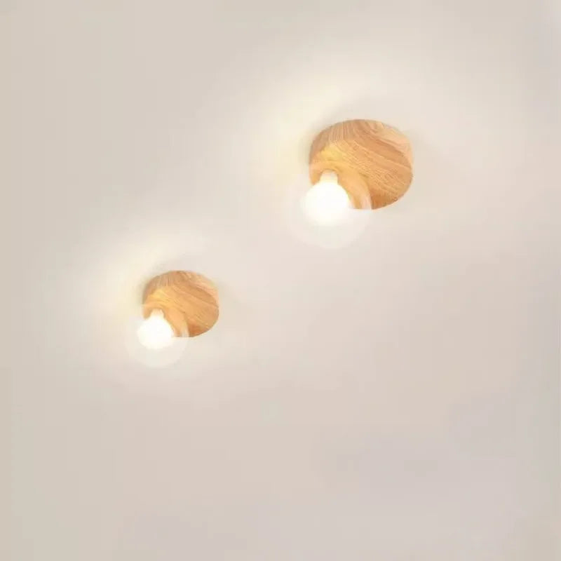 Creative wood grain ball corridor lamps glass luxury ceiling light new simple entryway balcony aisle