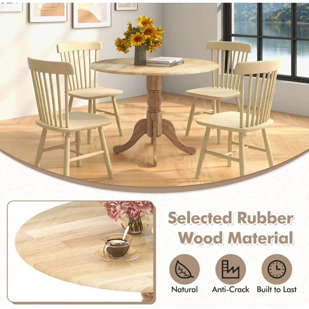 40” round dining table for 4 people wooden kitchen with curved trestle legs large dinner room