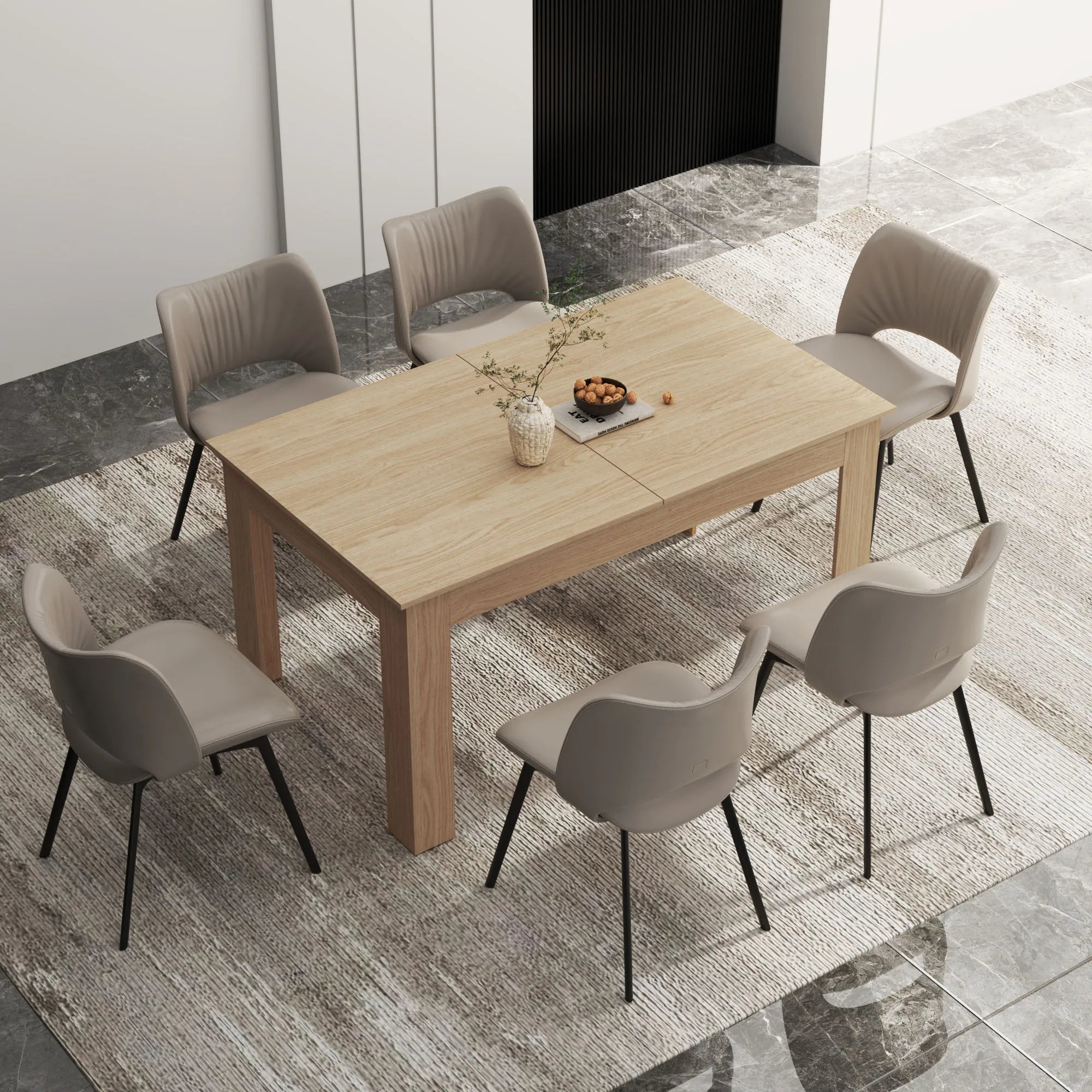 Extendable dining table for 6-10 person wooden room modern gatherings meeting kitchens - wood color 150cm / united