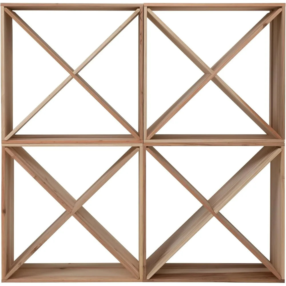 Set of 4 24 bottle wine rack solid wood holder cube bar storage cellar stackable kitchen decor tabletop champagne