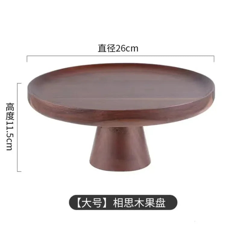 Japanese acacia tall cake plate wedding dessert table display stand home furnishings fruit snacks wooden tray - large
