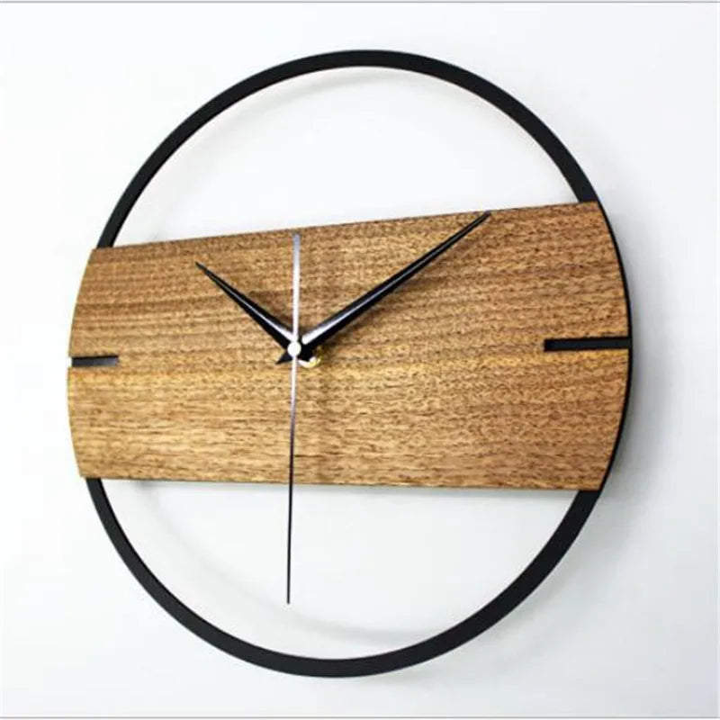 Minimal wooden wall clock simple european living room hanging clocks creative household watch art decoration horologe