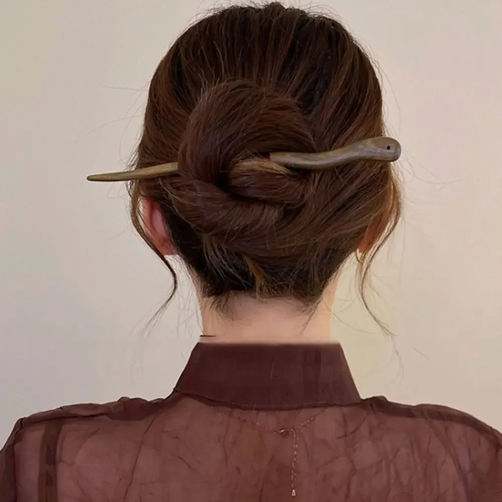 Chinese style elegant wood hair stick for women girl hairpins simple fork vintage hanfu cheongsam headwear accessories
