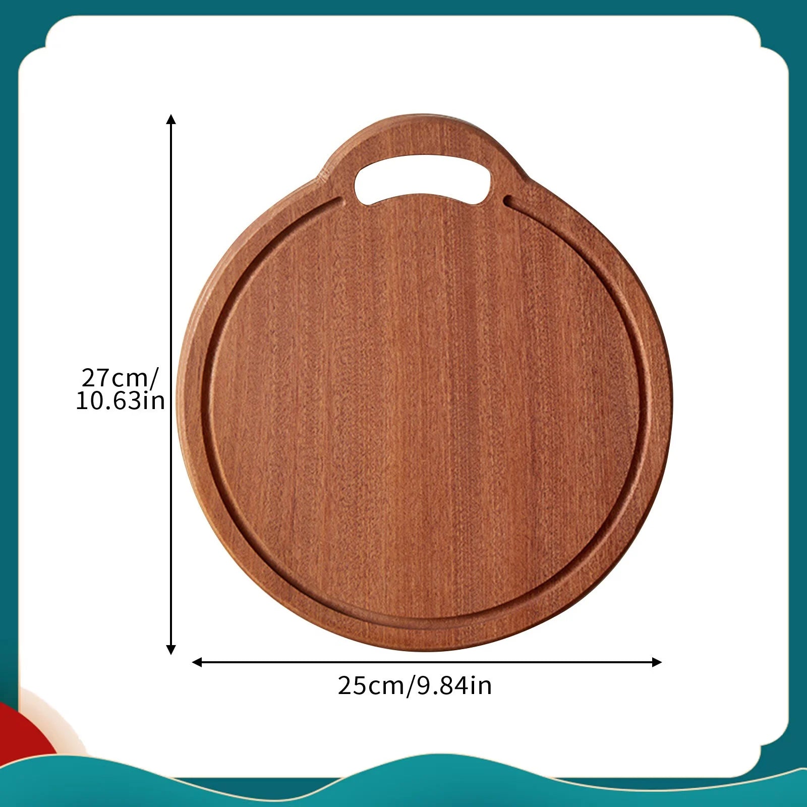 Carved wooden cutting board fruit water cup children’s dining plate steak - 27x25x2cm / one size