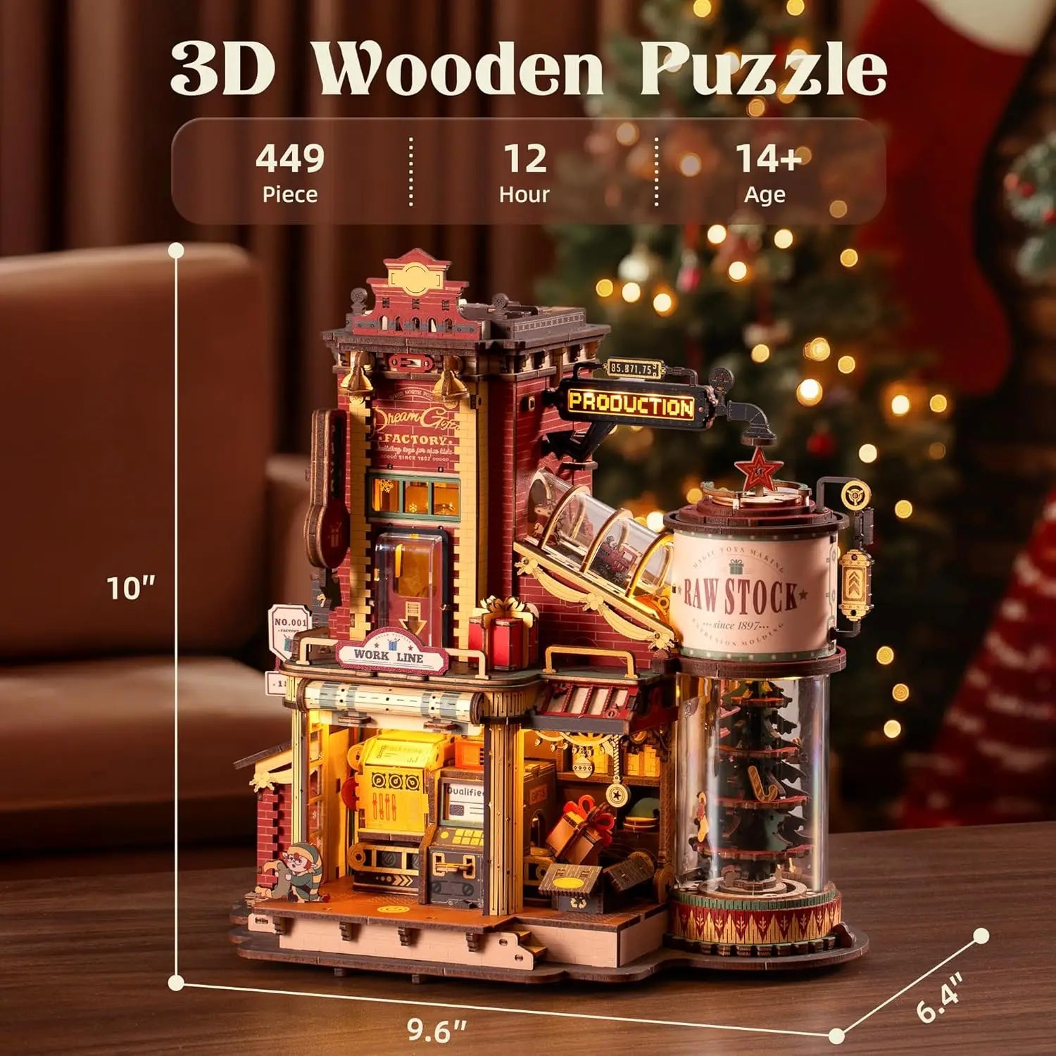 Robotime rokr wooden music box christmas dream gift factory 3d puzzles model kits build best gifts for kids adults