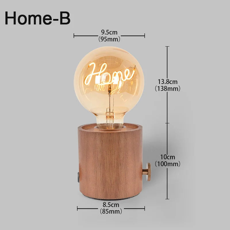 Vintage table lamp e27 retro amber wooden base desk lamps for bedroom living room home art display cafe bar studio