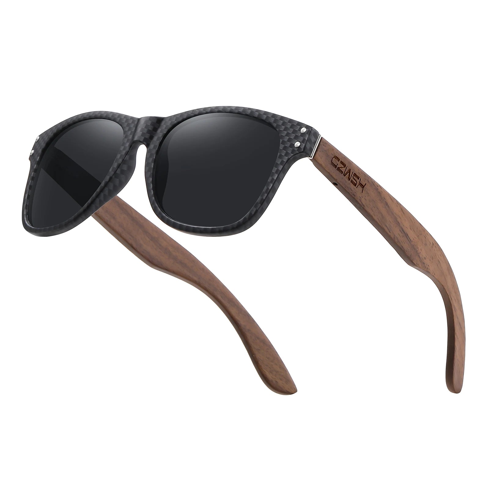 Gm natural wooden sunglasses men’s polarized fashion walnut sunglasses carbon fiber 8010 - black