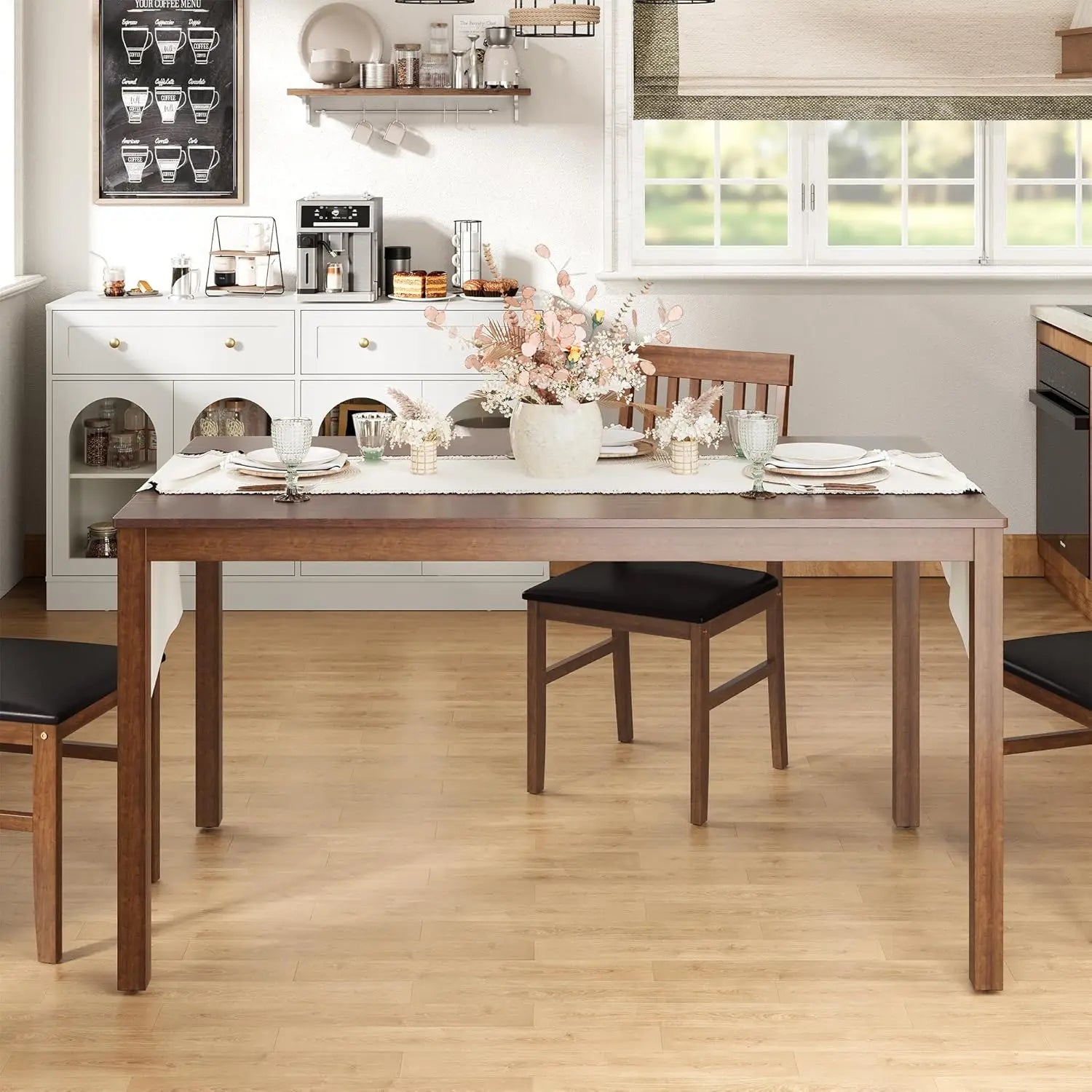 Royalcraft wood dining table for 4-6 people farmhouse rectangular kitchen 300lbs capacity modern dinette brown - united