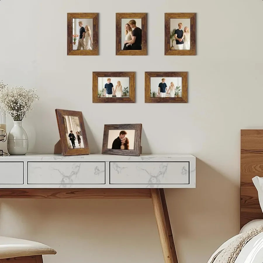 8x10 picture frame rustic brown frames fits 8 by 10 inch prints wall tabletop display 7 pack - united states