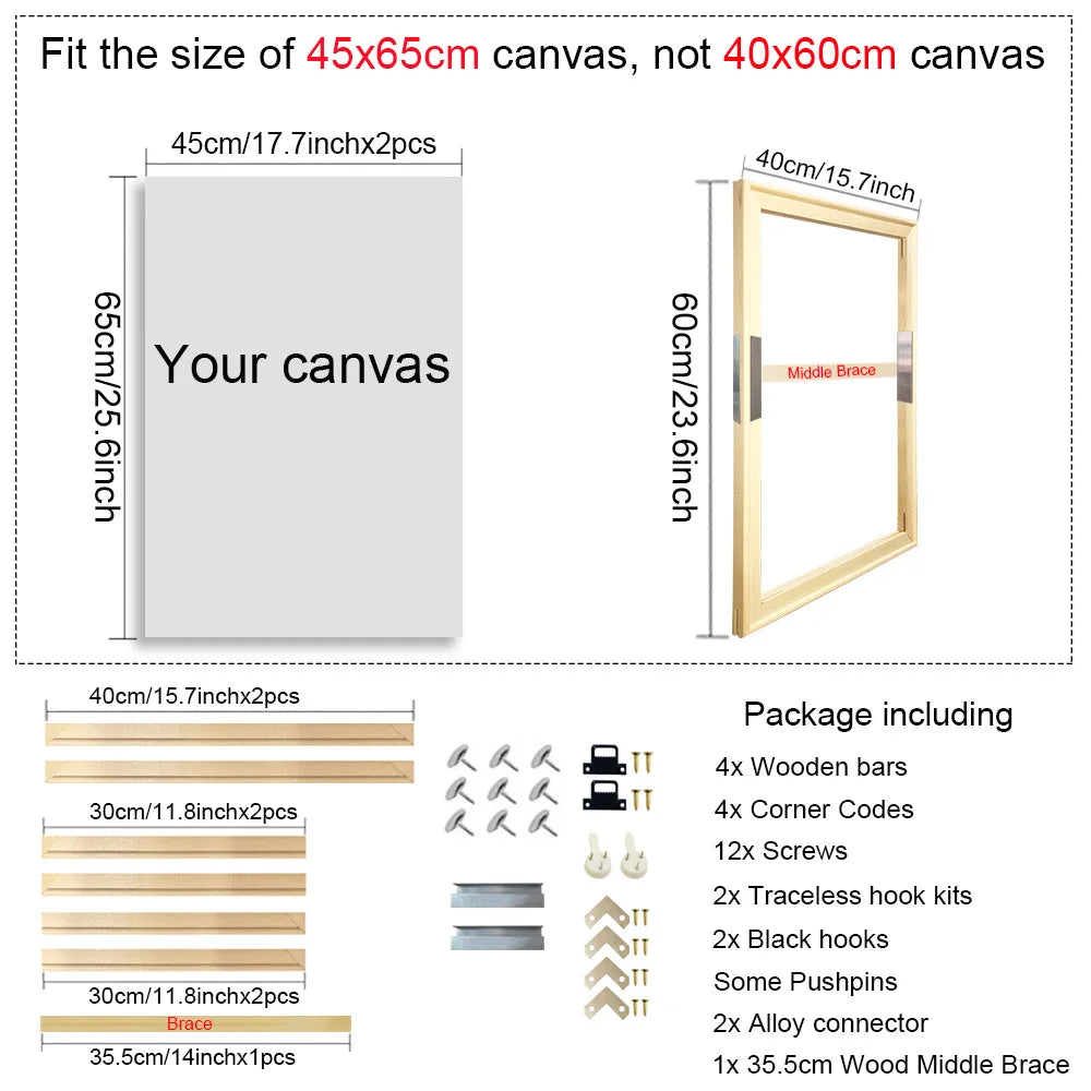 40x60 50x70 60x90 60x120 diy wood frame kit for canvas oil painting bars diamond wall art - 40x60cm