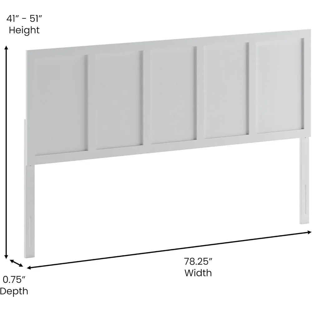 Oliver king size wooden headboard only four panel in white
