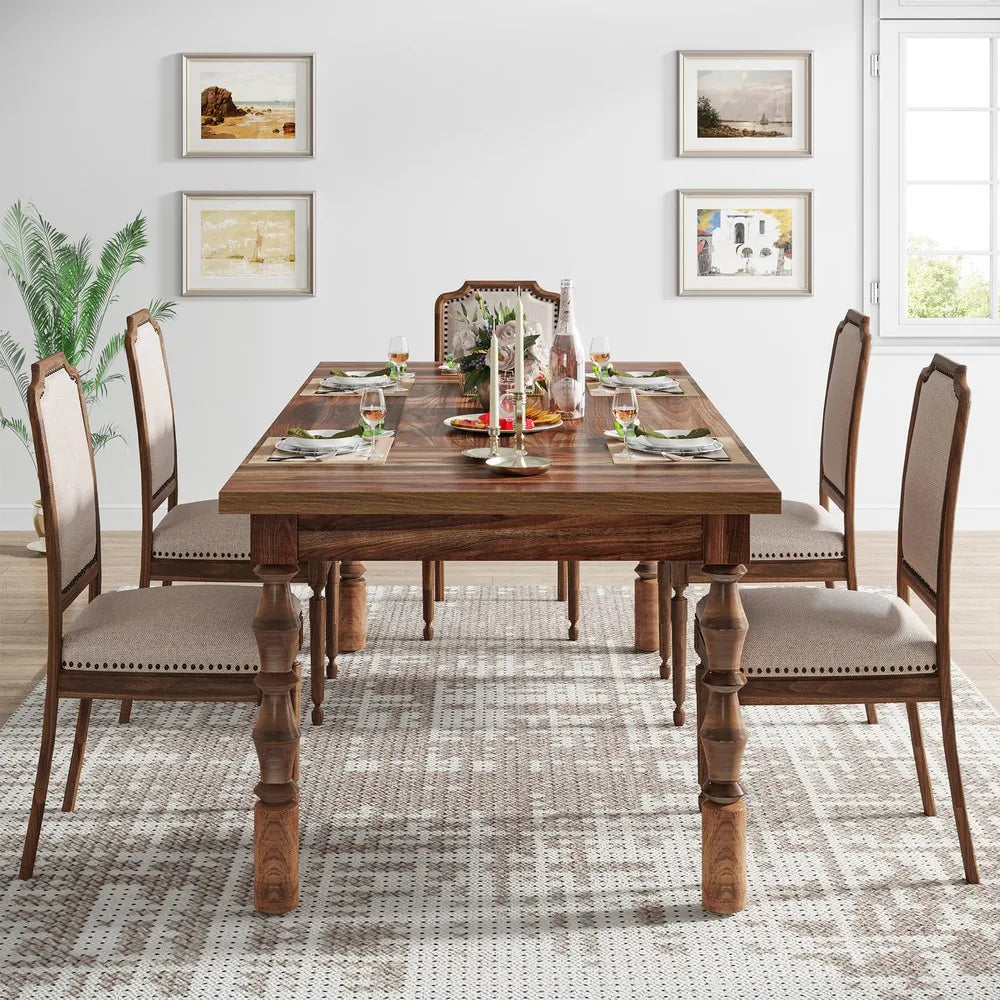 62’’ farmhouse wood dining table for 4 to 6 people large rectangle kitchen - united states / brown