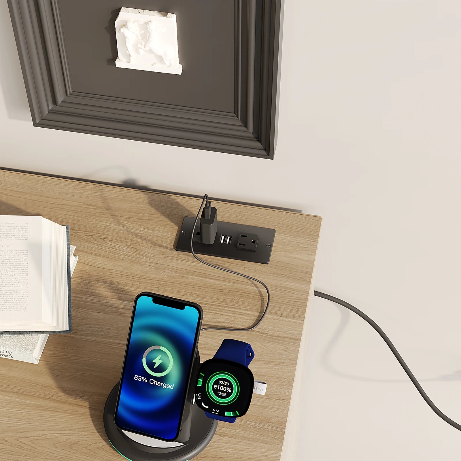 Vabches 4 drawer dresser for bedroom wood with power outlet&metal handles chest of drawers storage organizer hallway