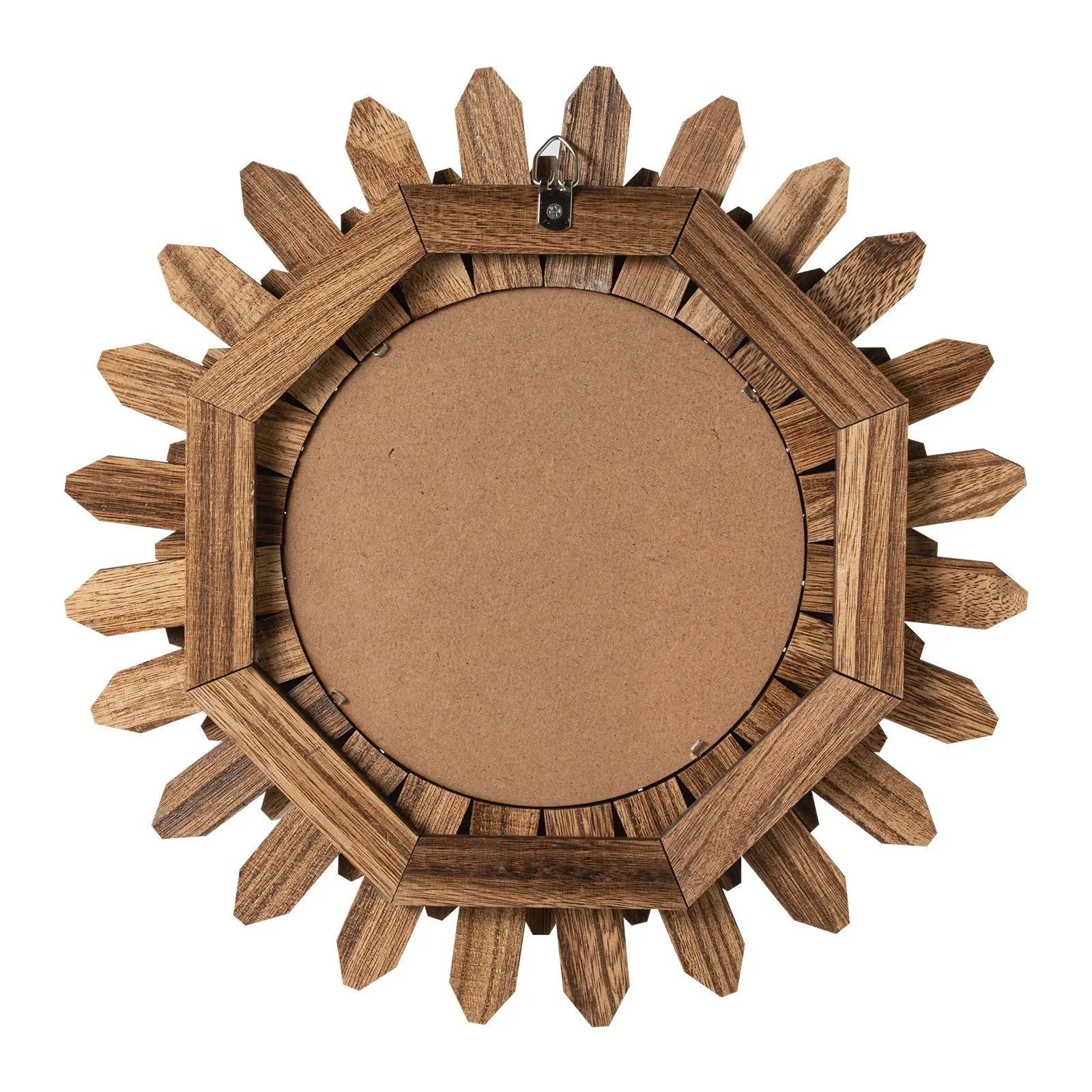Wall mirror decorative 12’’ rustic wood sunburst design boho aesthetic for bedroom living room bathroom entryway decor