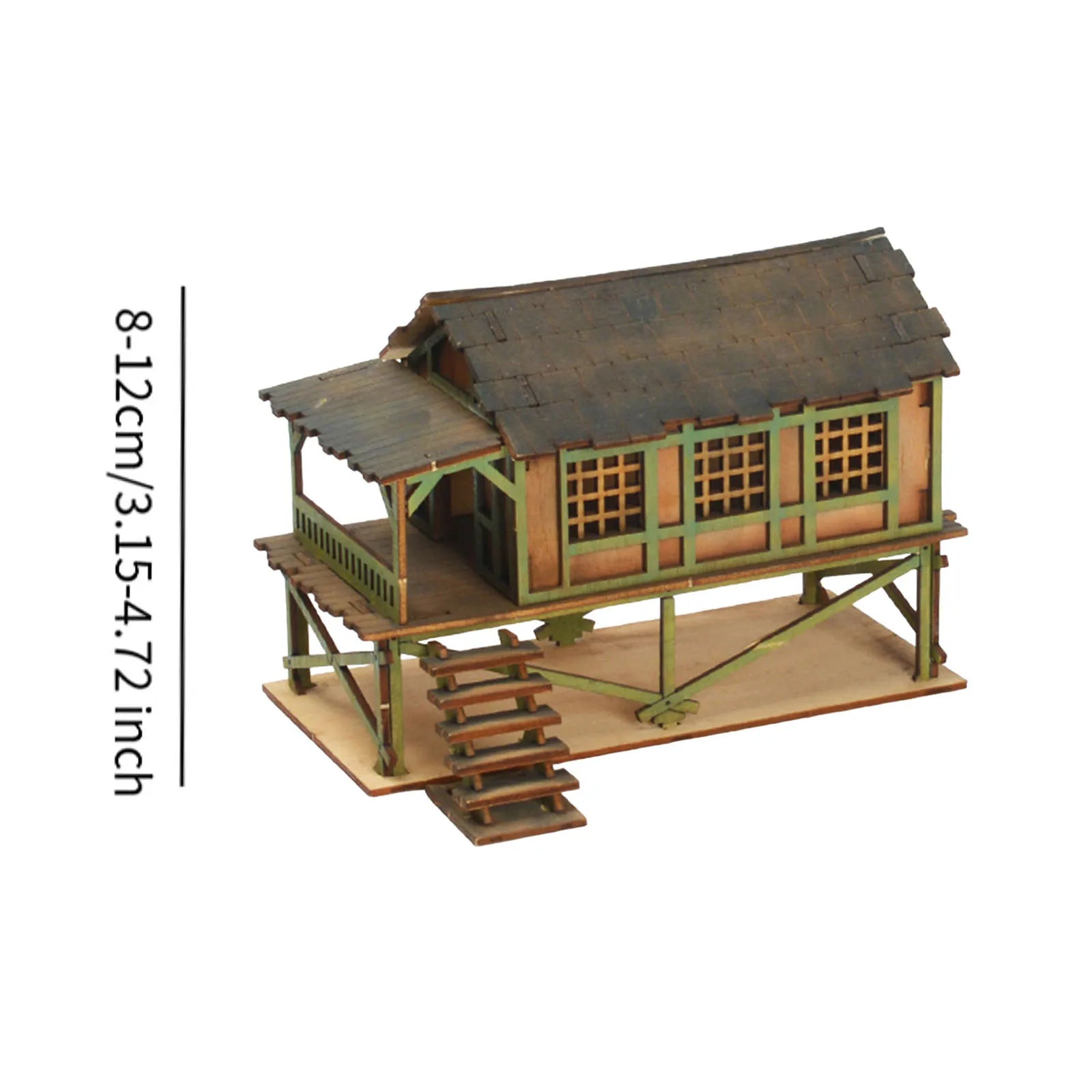 1/72 models diy wooden house assemble crafts miniature handmade buiilding model architecture kits diorama layout - b
