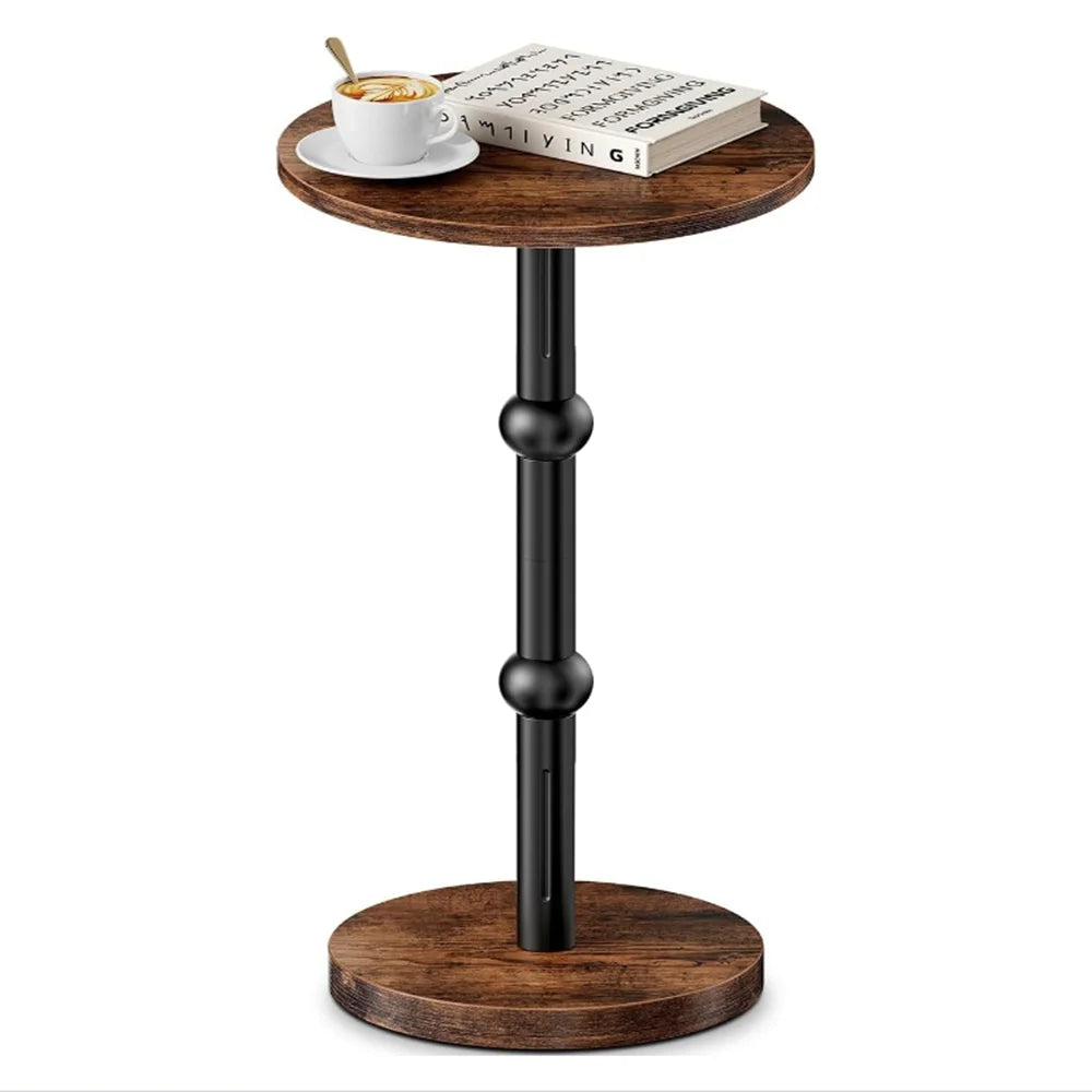Drink table small round side for spaces accent with metal leg thickened wood pedestal coffee tables living room