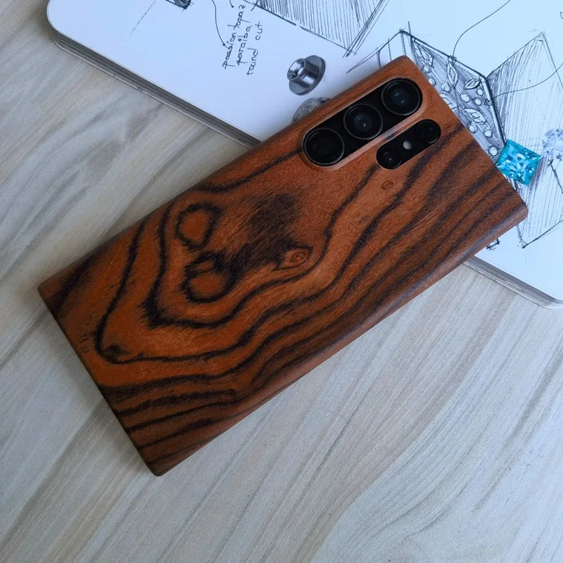 For samsung galaxy s24 s23 s22 s21 note 20 ultra plus walnut enony wood rosewood wooden back case cover - acid branch