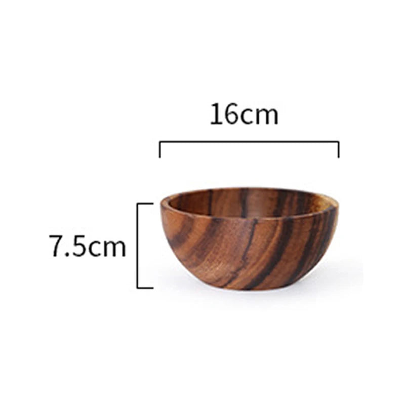 Acacia wooden bowl japanese style tableware household and basin fruit plate salad whole soup - 16x7.5cm