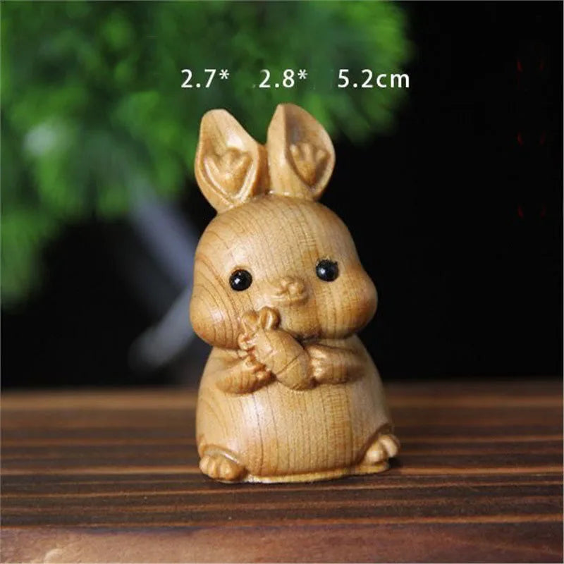 12 zodiac wood carving set - rat cow tiger rabbit dragon snake horse sheep monkey chicken dog pig animal figurines