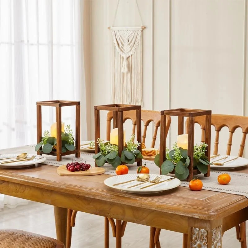 12 set wooden wedding lantern centerpiece candle holder for farmhouse table fireplace perfect t - united states